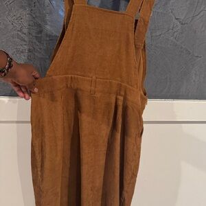Brown Corduroy Overalls Dress